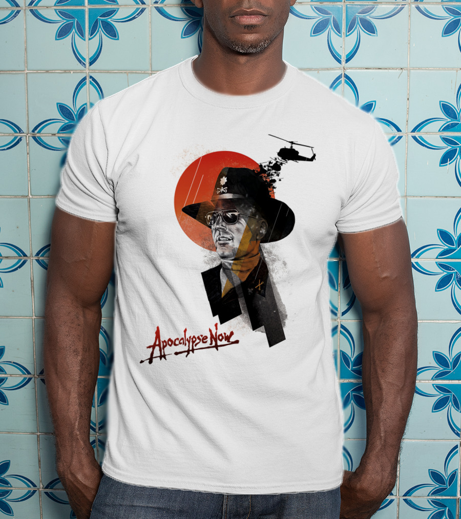 Apocalypse Now Helicopter And Soldier With Red Sun Iconography T-Shirt