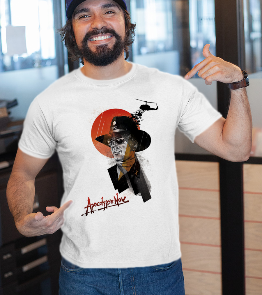 Apocalypse Now Helicopter And Soldier With Red Sun Iconography T-Shirt