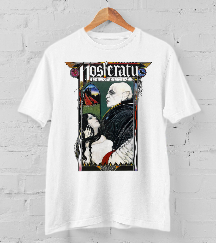 Nosferatu The Vampire Horror Classic Design With Gothic Imagery And Dramatic Portraits T-Shirt