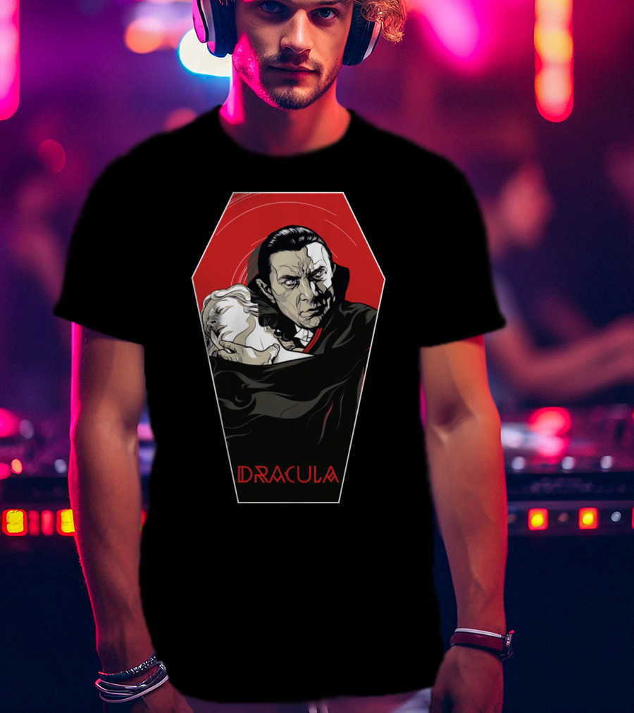 Dracula 1931 Bela Lugosi Vampire Horror Coffin Red Black Iconic Film T-Shirt