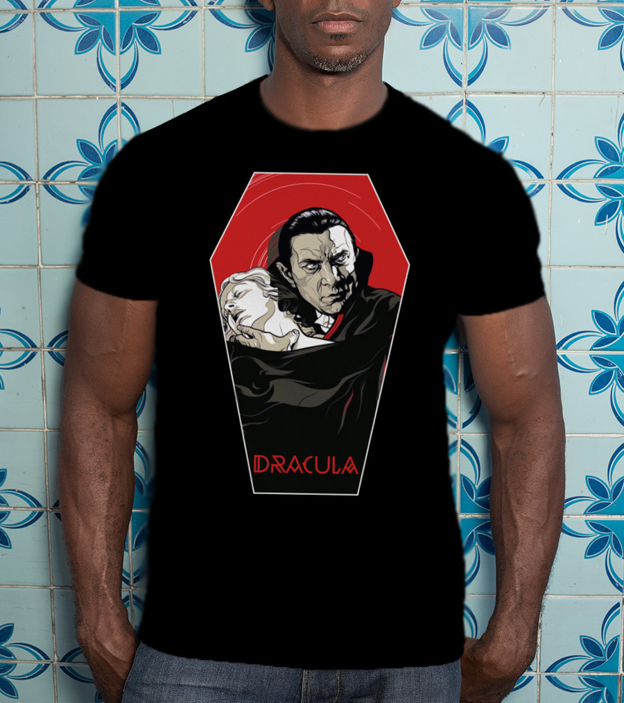 Dracula 1931 Bela Lugosi Vampire Horror Coffin Red Black Iconic Film T-Shirt