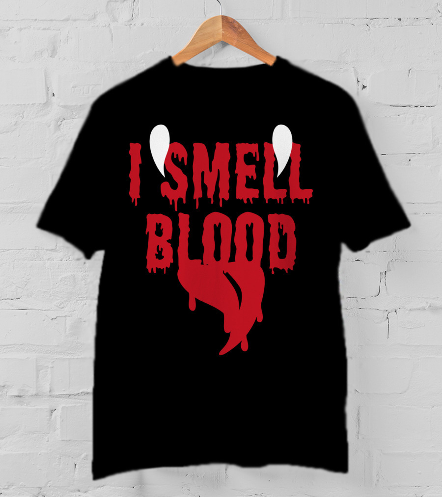Halloween Vampire I Smell Blood Dripping Fangs T-Shirt
