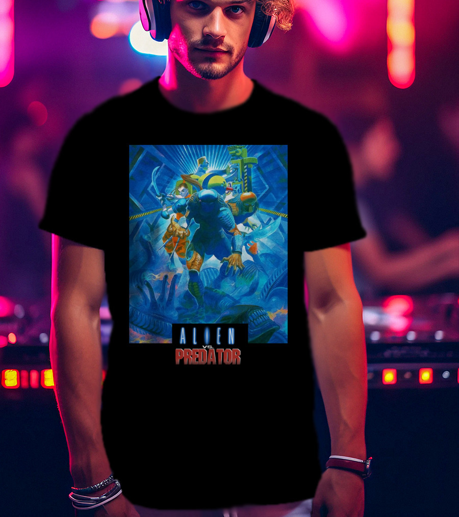 Alien Vs. Predator Retro Video Game Cover T-Shirt