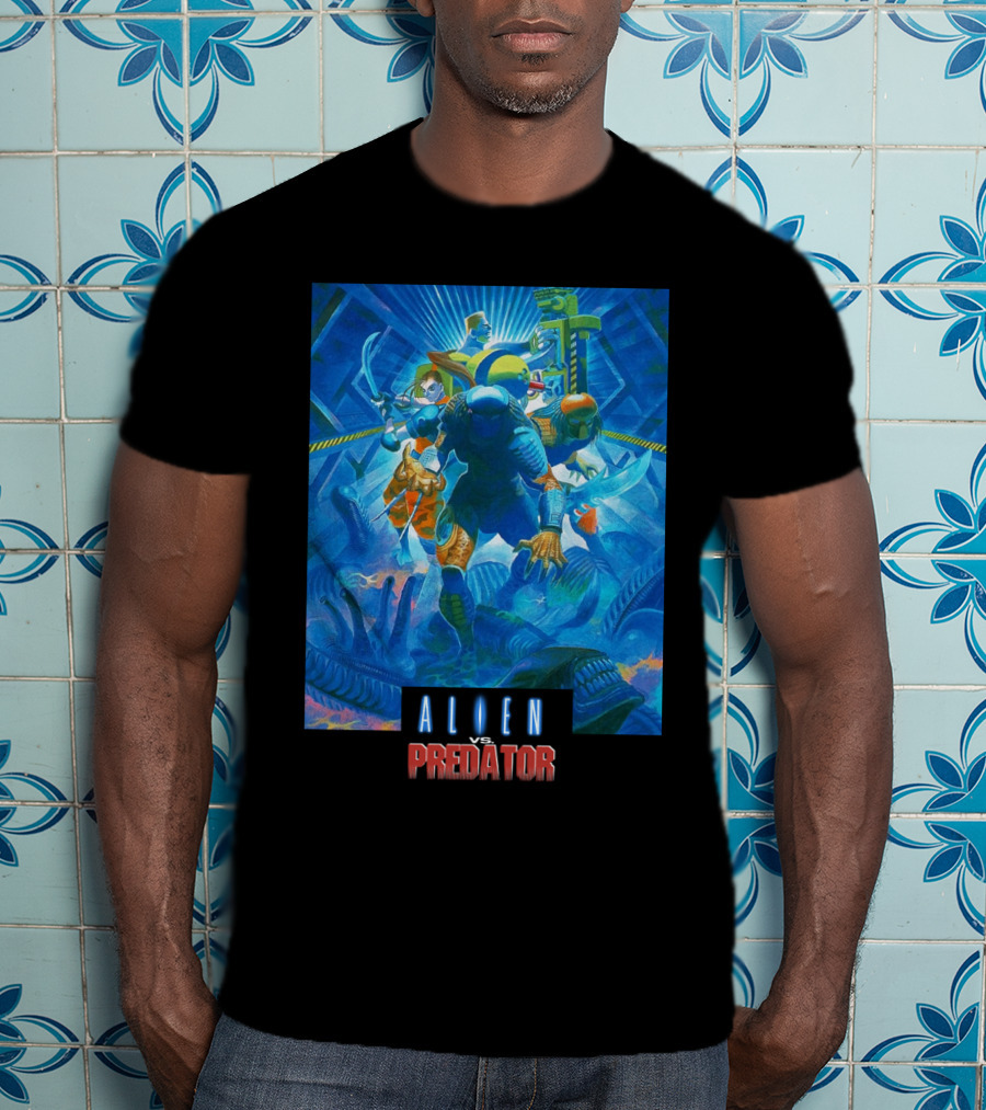 Alien Vs. Predator Retro Video Game Cover T-Shirt