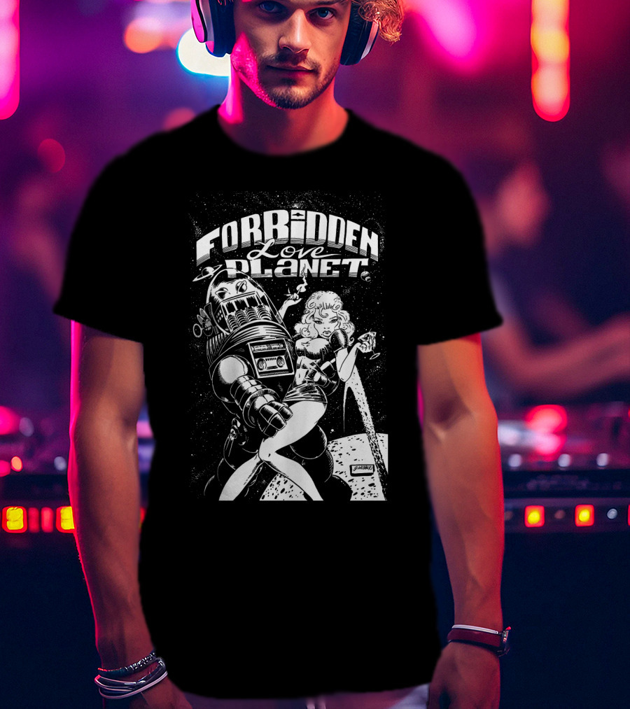 FORBIDDEN LOVE PLANET Sci-Fi Romance Retro Space Adventure T-Shirt
