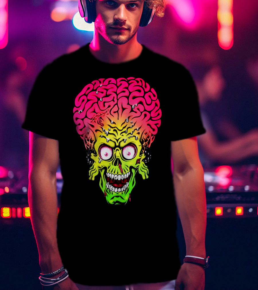 Mars Attacks Alien Brain Zombie Head T-Shirt