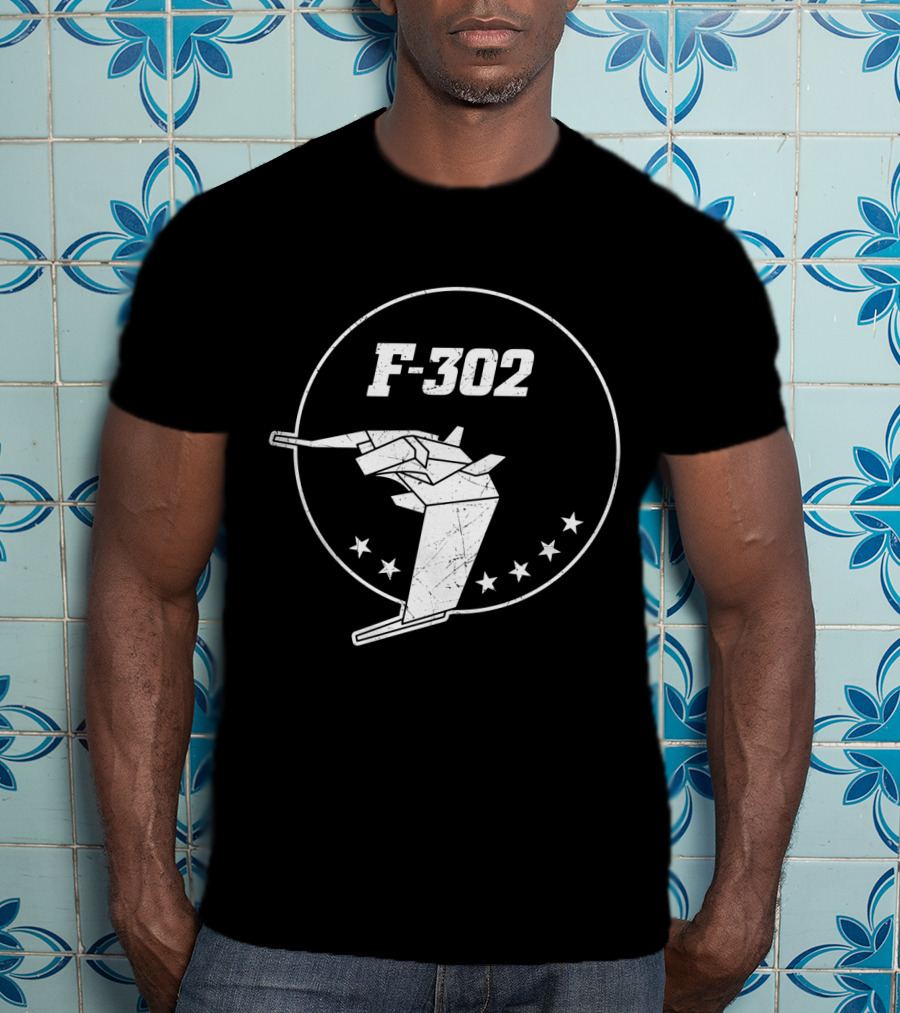 F-302 Stargate Emblem With Fighter Jet And Stars T-Shirt