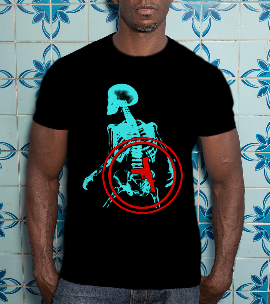 Total Recall X-Ray Skeleton With Gun T-Shirt