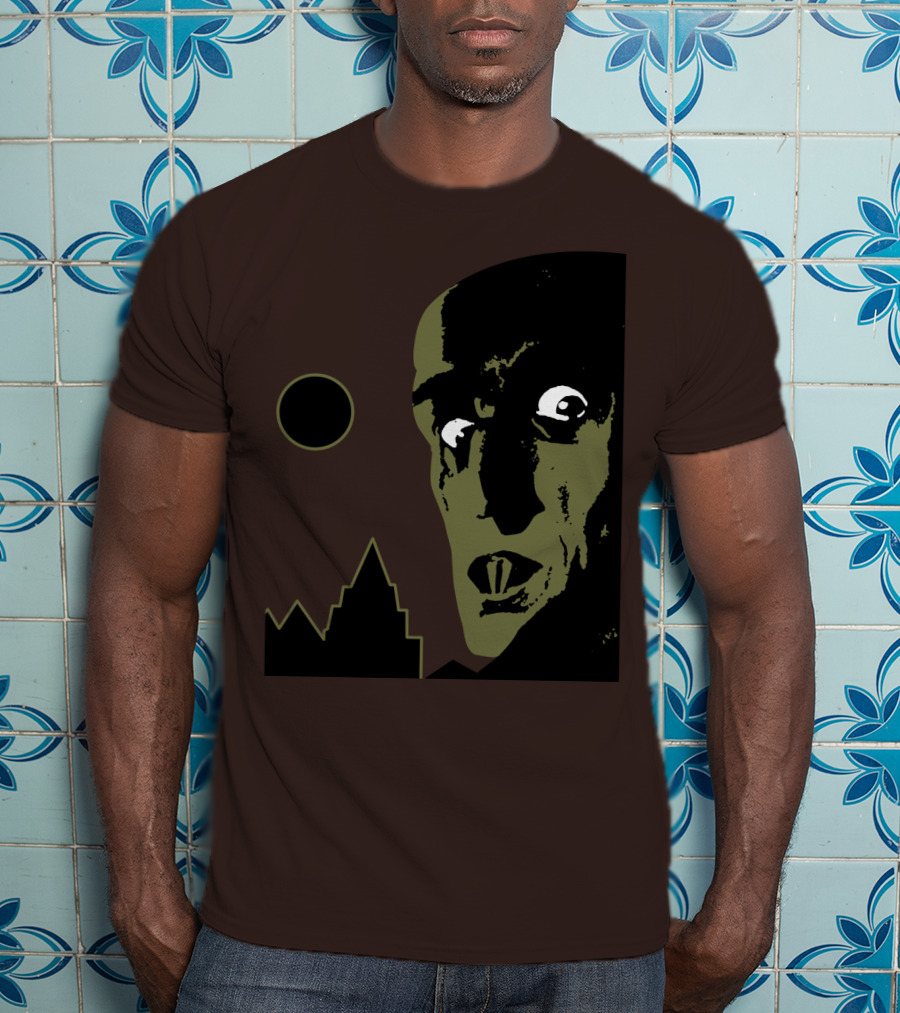 Nosferatu The Vampyre 1979 Iconic Horror Vampire Portrait With Castle And Moon T-Shirt