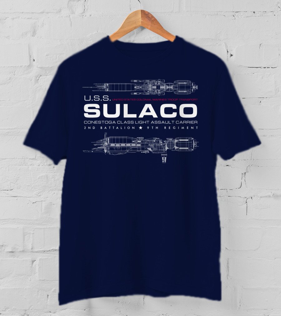 USS Sulaco United States Colonial Marines Troop Transport Conestoga Class Light Assault Carrier 2nd Battalion 9th Regiment T-Shirt