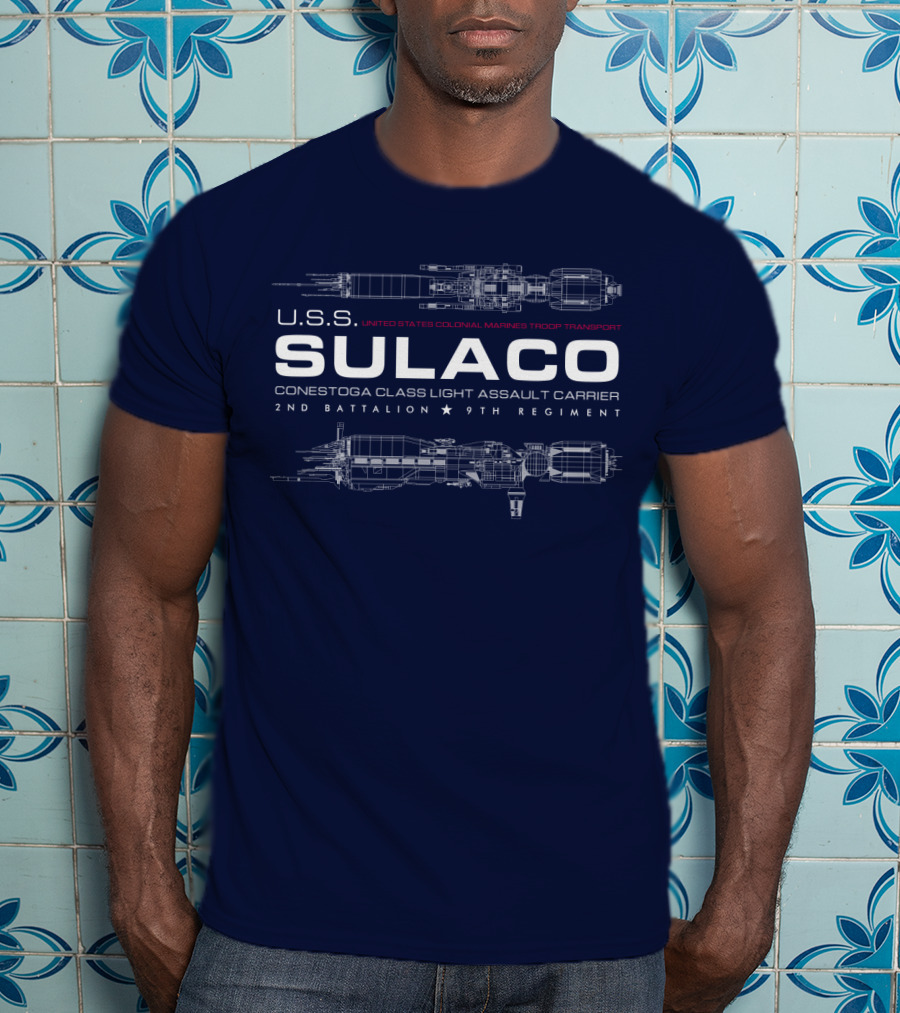 USS Sulaco United States Colonial Marines Troop Transport Conestoga Class Light Assault Carrier 2nd Battalion 9th Regiment T-Shirt