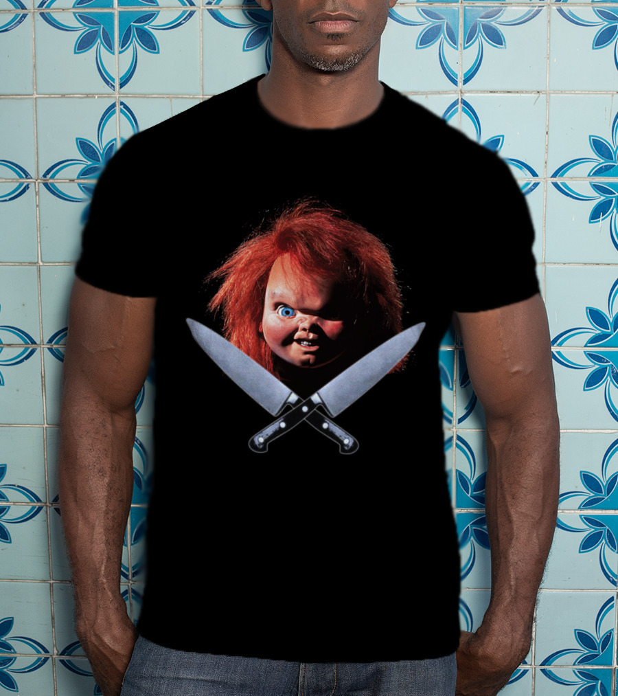 Chucky Doll With Crossed Knives From Child's Play T-Shirt