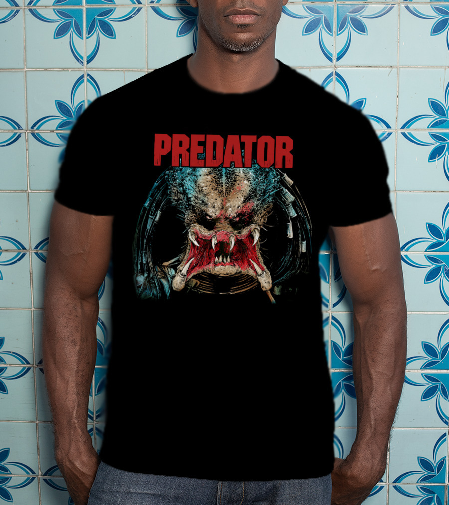 PREDATOR Alien Face Mask Horror T-Shirt
