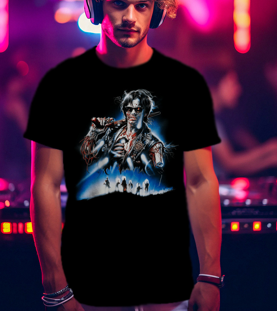 Near Dark Vampire Art With Guitarist And Silhouette Group T-Shirt