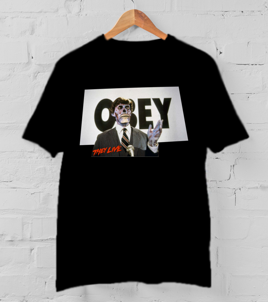 They Live OBEY Sci-Fi Alien Figure T-Shirt