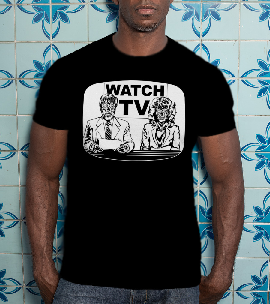 Watch TV They Live News Anchors Alien Faces T-Shirt
