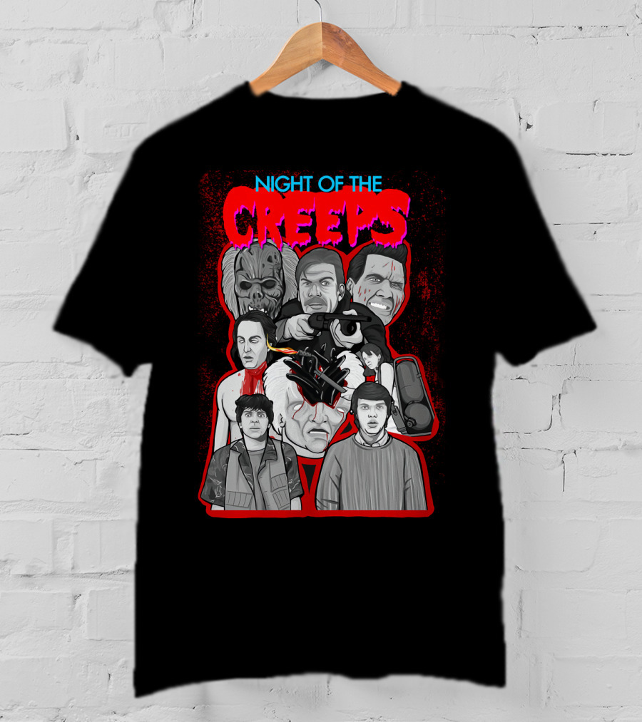 Night Of The Creeps Horror Movie Characters And Weaponry T-Shirt