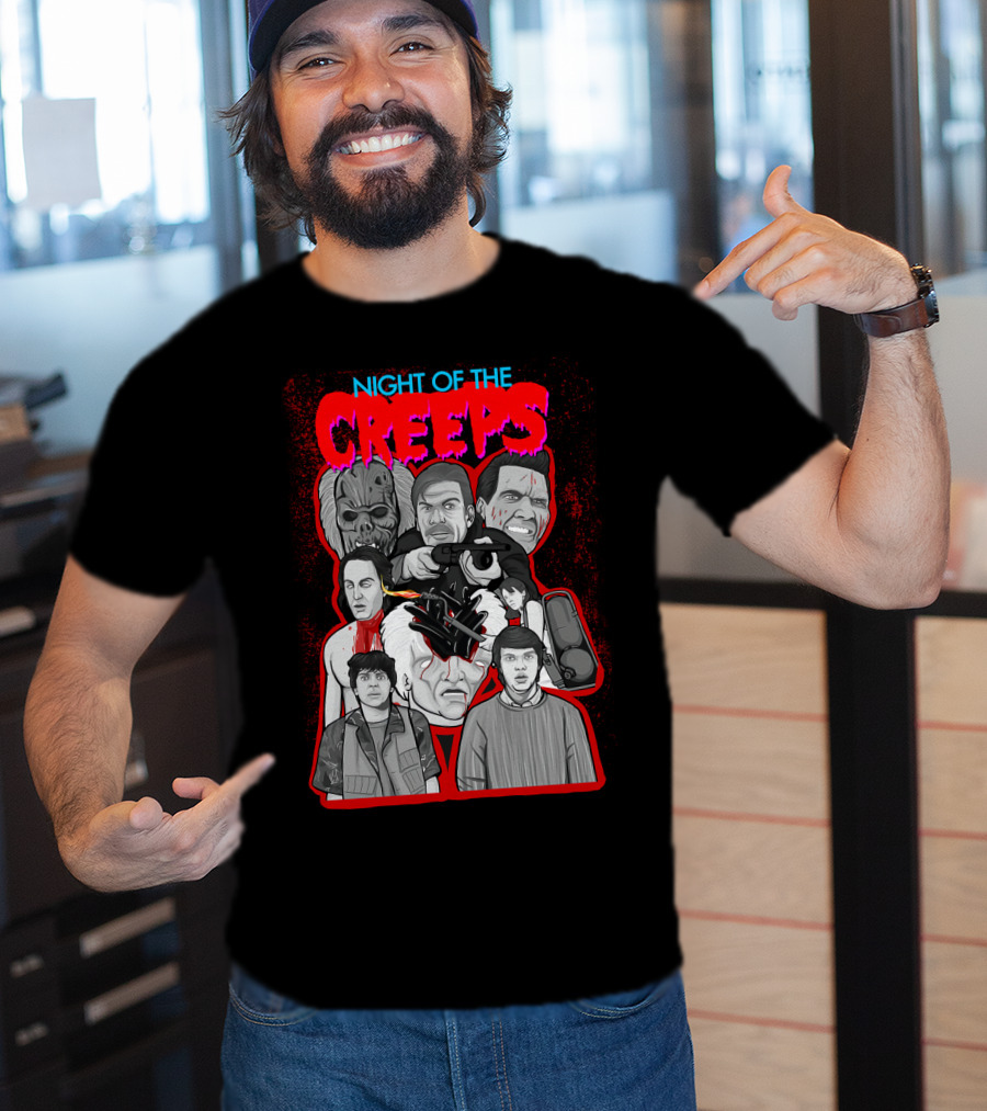 Night Of The Creeps Horror Movie Characters And Weaponry T-Shirt