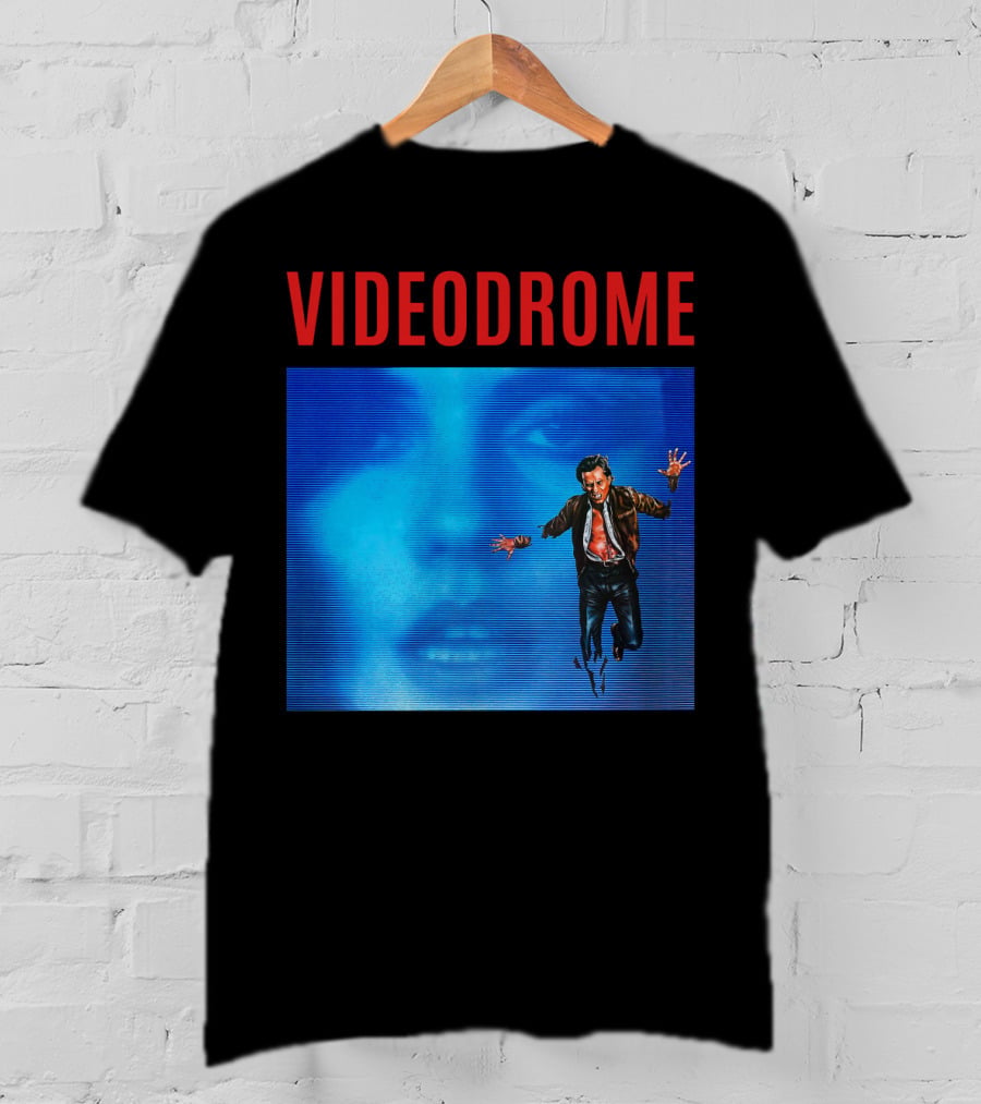 Videodrome Blue Screen Face And Man Jumping T-Shirt