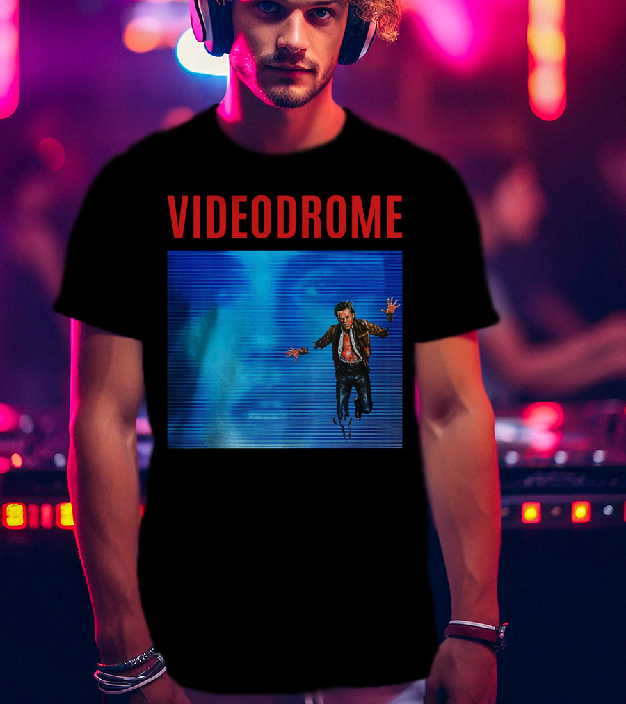 Videodrome Blue Screen Face And Man Jumping T-Shirt