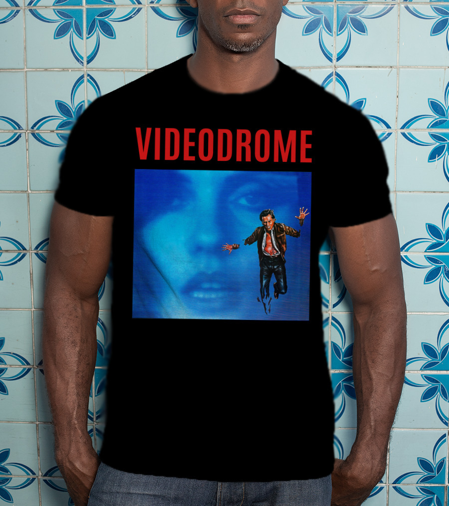 Videodrome Blue Screen Face And Man Jumping T-Shirt