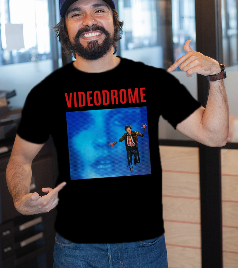 Videodrome Blue Screen Face And Man Jumping T-Shirt