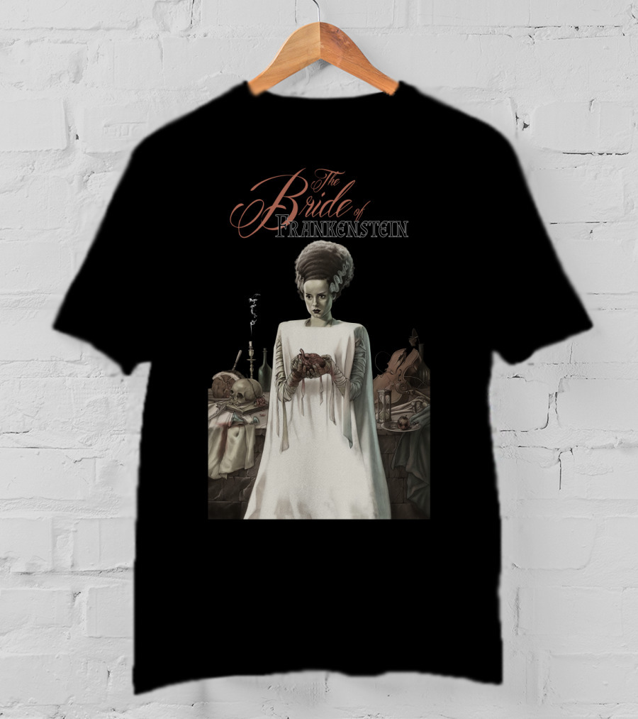 The Bride Of Frankenstein Classic Gothic Horror Scene With Laboratory Elements T-Shirt