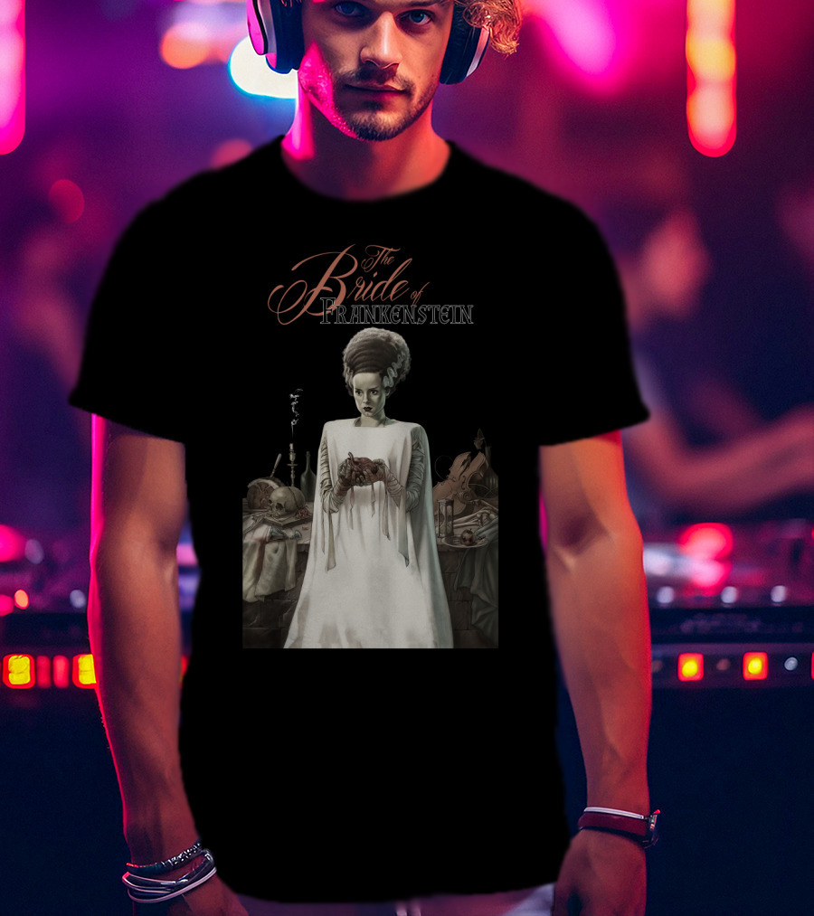 The Bride Of Frankenstein Classic Gothic Horror Scene With Laboratory Elements T-Shirt