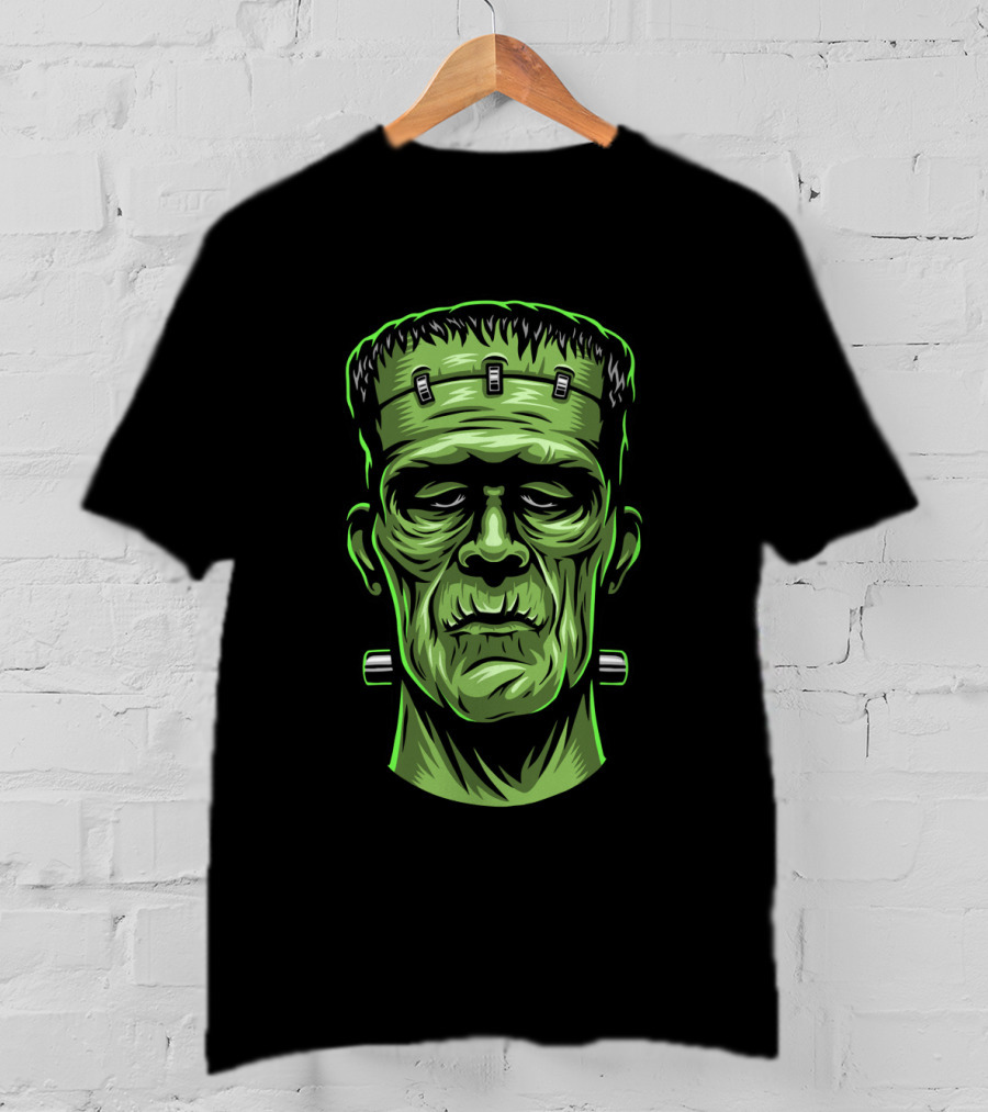 Frankenstein Head Halloween Retro Monster T-Shirt