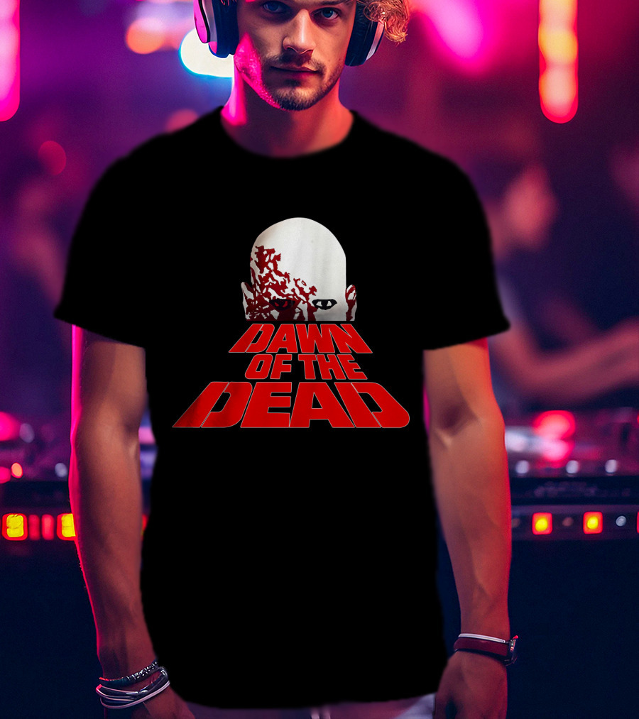 Dawn Of The Dead Zombie Head Red Text T-Shirt