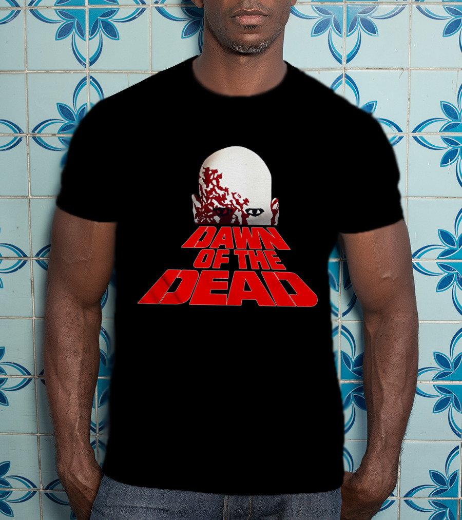 Dawn Of The Dead Zombie Head Red Text T-Shirt