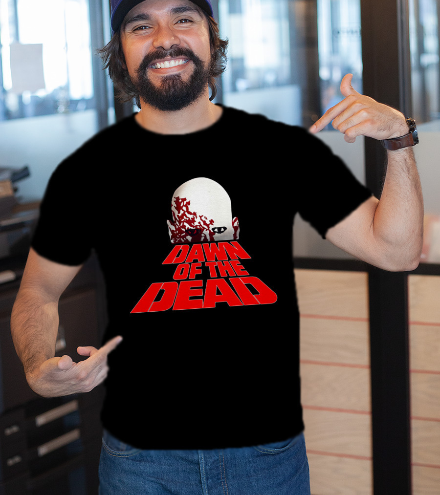 Dawn Of The Dead Zombie Head Red Text T-Shirt
