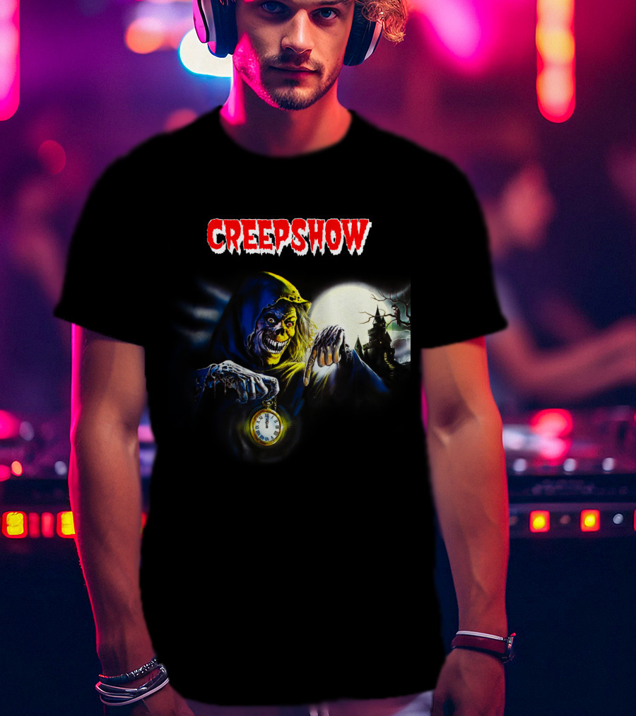 Creepshow Grinning Ghoul With Clock And Haunted Castle T-Shirt
