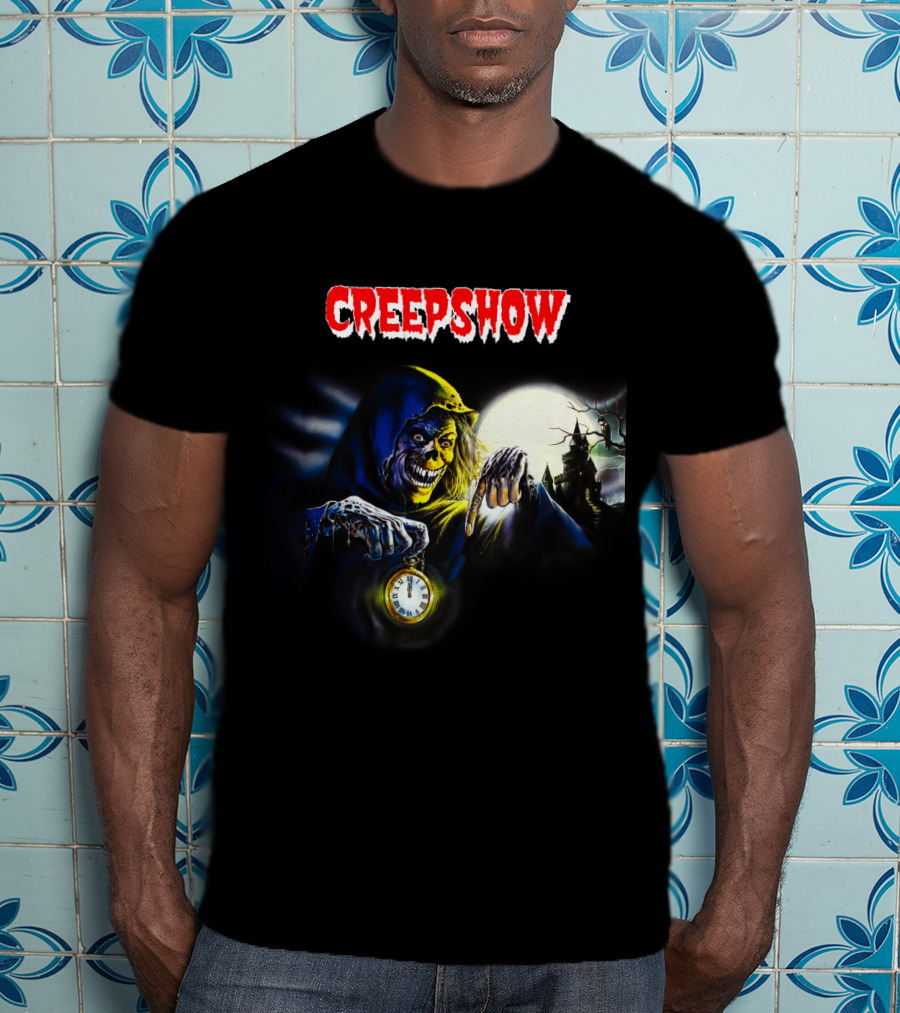 Creepshow Grinning Ghoul With Clock And Haunted Castle T-Shirt