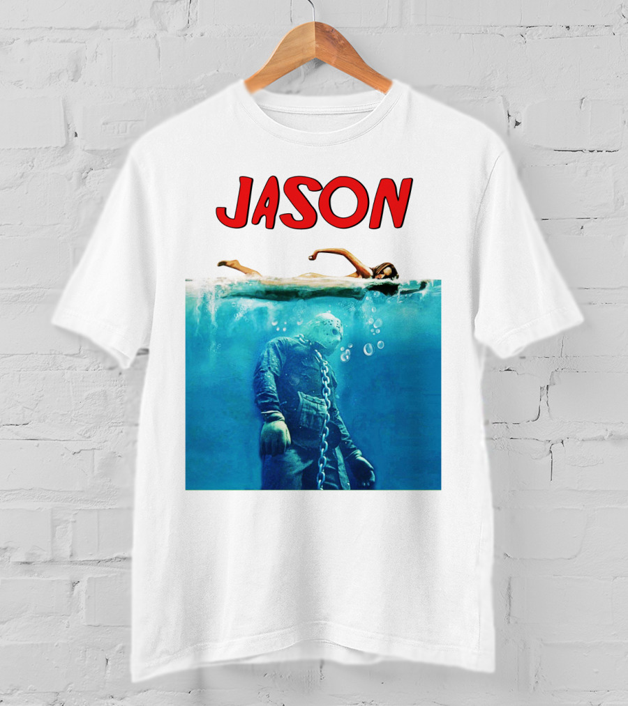 Jaws Jason Voorhees Underwater Horror Mashup T-Shirt