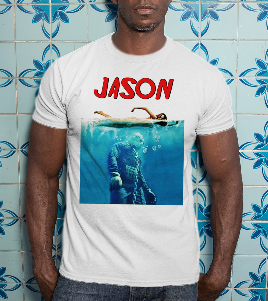 Jaws Jason Voorhees Underwater Horror Mashup T-Shirt