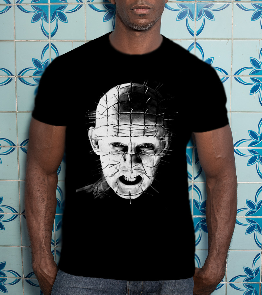 Hellraiser Pinhead Horror Icon Grayscale T-Shirt