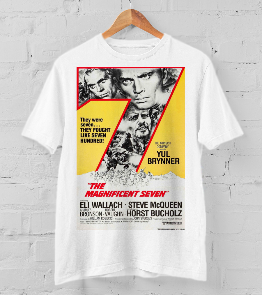 The Magnificent Seven 1960 Yul Brynner Steve McQueen Eli Wallach Charles Bronson Robert Vaughn Horst Buchholz T-Shirt