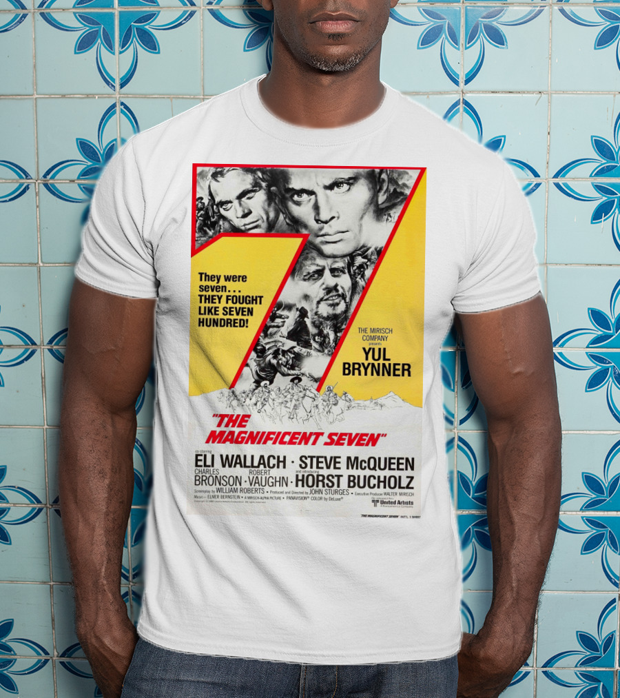 The Magnificent Seven 1960 Yul Brynner Steve McQueen Eli Wallach Charles Bronson Robert Vaughn Horst Buchholz T-Shirt
