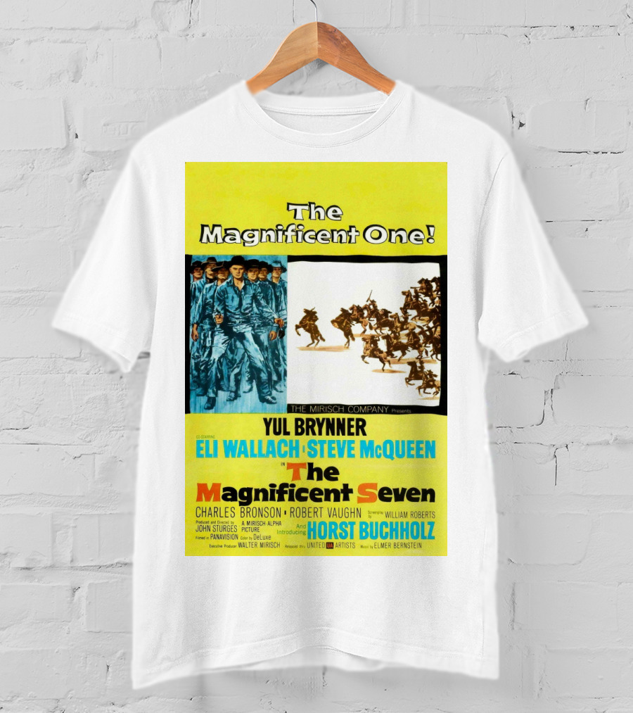 The Magnificent Seven 1960 Steve McQueen Yul Brynner Eli Wallach Movie T-Shirt