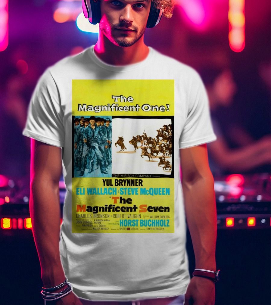 The Magnificent Seven 1960 Steve McQueen Yul Brynner Eli Wallach Movie T-Shirt