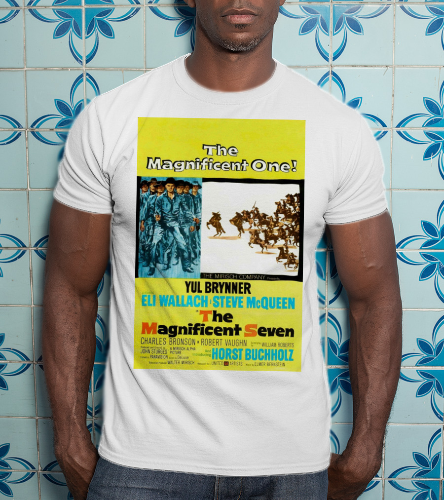 The Magnificent Seven 1960 Steve McQueen Yul Brynner Eli Wallach Movie T-Shirt