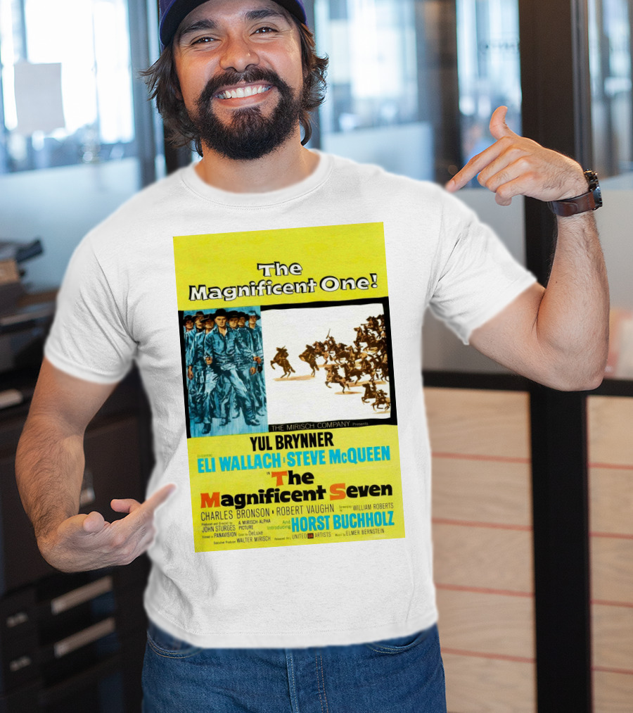 The Magnificent Seven 1960 Steve McQueen Yul Brynner Eli Wallach Movie T-Shirt