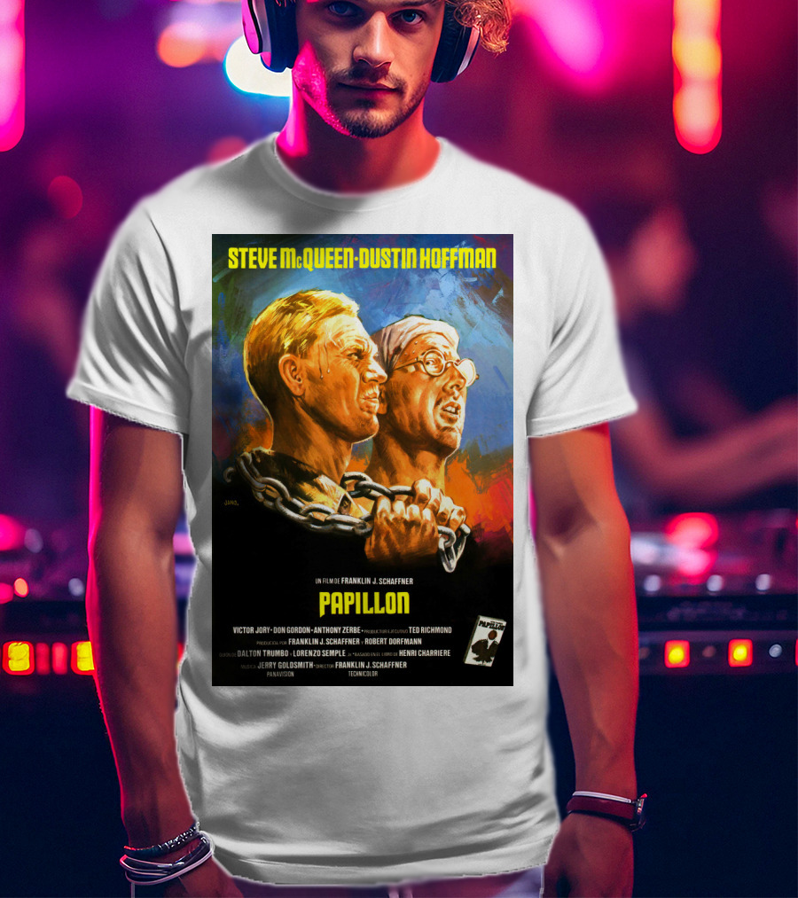 Steve McQueen Dustin Hoffman Papillon Movie T-Shirt