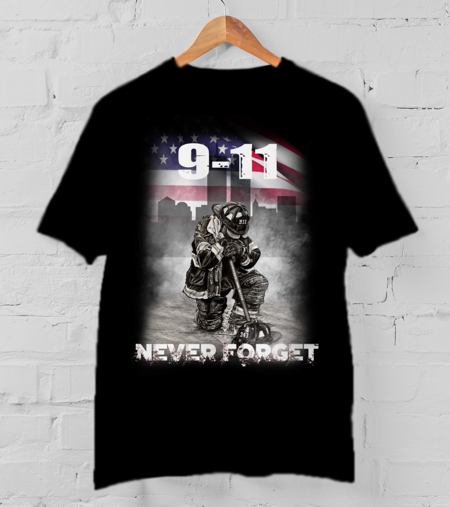 9-11 Firefighter Never Forget 343 Memorial T-Shirt