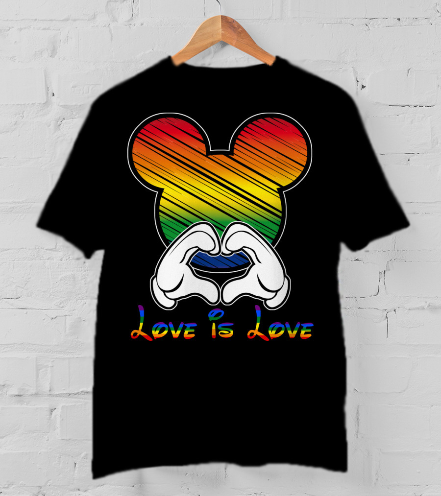 Love Is Love Rainbow Mickey Heart Hands T-Shirt