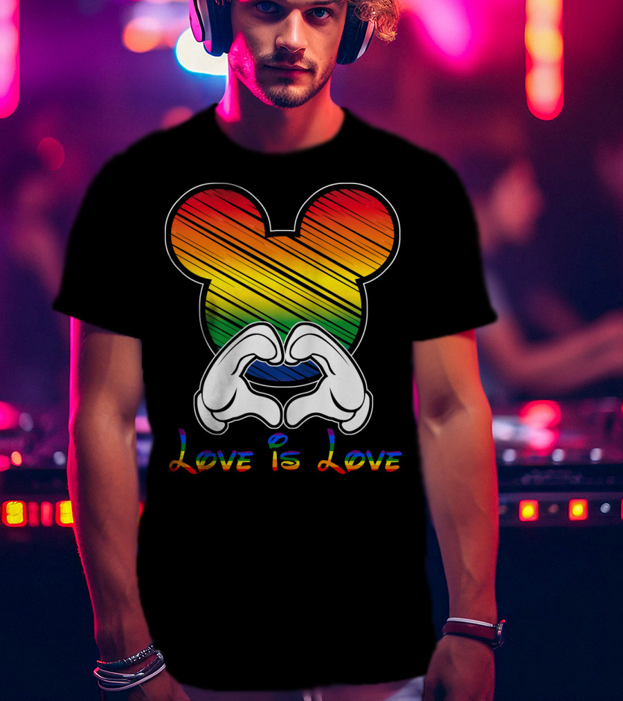 Love Is Love Rainbow Mickey Heart Hands T-Shirt