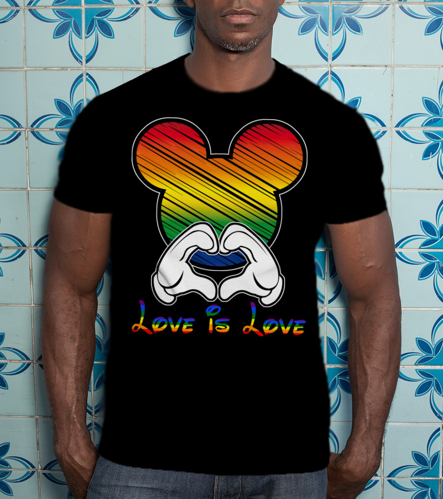 Love Is Love Rainbow Mickey Heart Hands T-Shirt