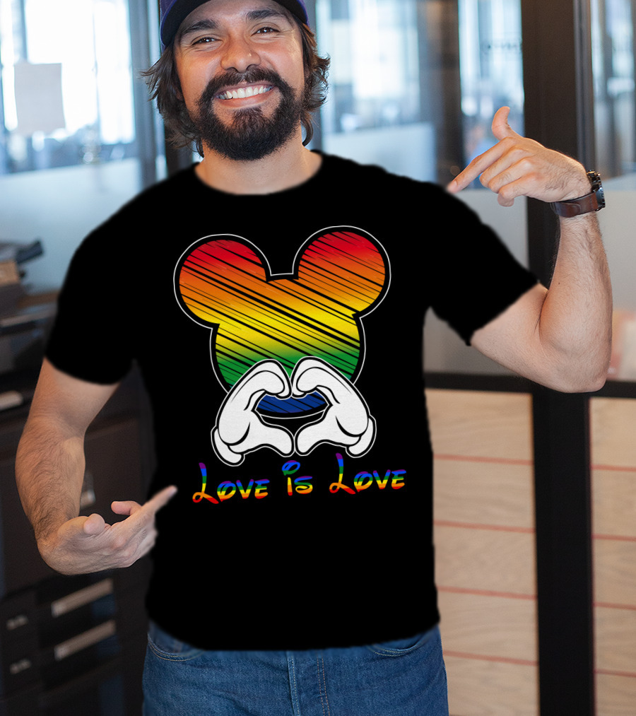 Love Is Love Rainbow Mickey Heart Hands T-Shirt