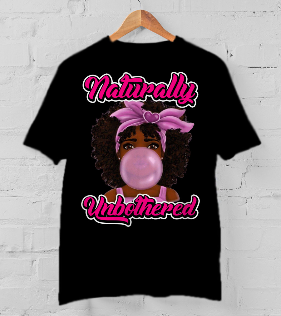 Naturally Unbothered Pink Headband Bubble Gum Afro T-Shirt